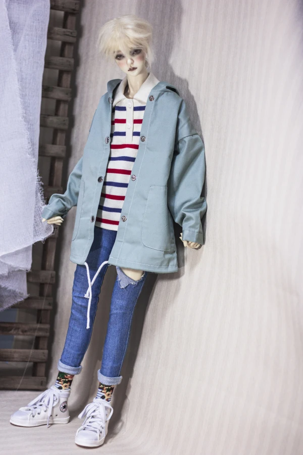 BJD doll clothing is suitable for 1/3 1/4 MSD Uncle size bean paste green street print hoodie cardigan doll accessories