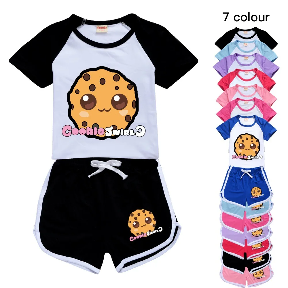 

Cookie Swirl C 100-170 Dropship Trend Cartoon T-shirt Shorts Casual Sports Suit Clothes for Toddler Girls Teenage Boys Tees Tops