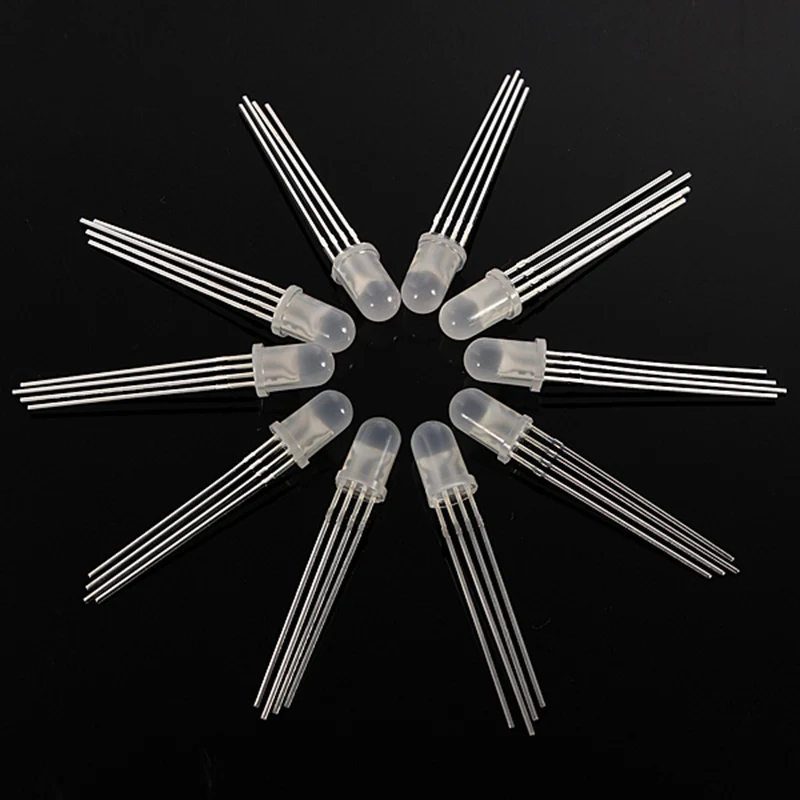 50pcs/lot 4-Pin 5mm Led Light Lighting Diodes  RGB LED Common Cathode Tri-Color Emitting Diode Support Dropshipping