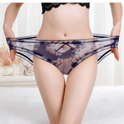 Ultra-Thin Intimates Girls Underwears Leopard Print Plus Size 5XL Sexy  Lingeries Mesh Transparent  Women's Panties Sets