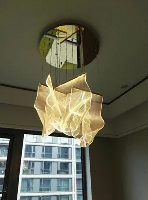 Postmodern Golden Art Paper Pendant Lights