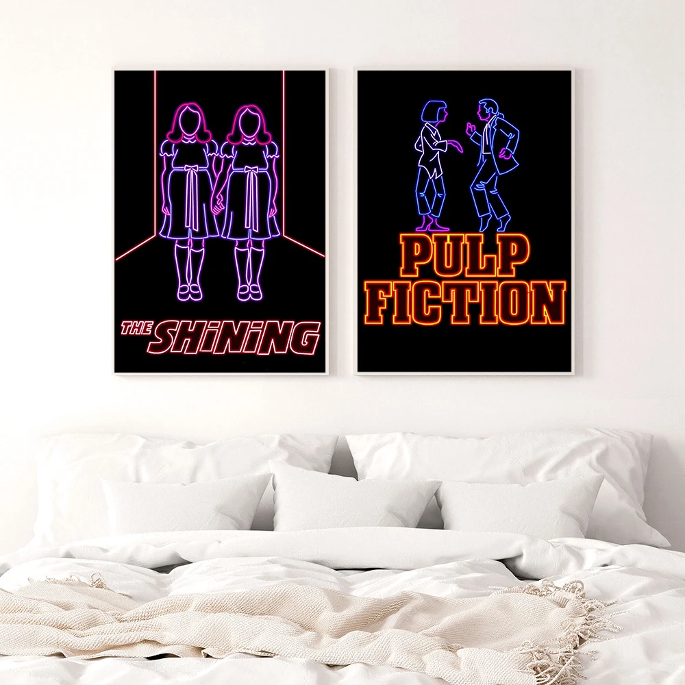 Pulp Fiction Wall Art Movie Wall Picture Street Graffiti The Shining Canvas Painting Neon lights Posters and Prints Home Decor