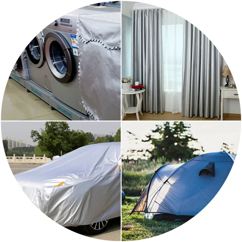 Full Blackout Oxford Fabric Sunscreen Heat Cloth Insulation Curtain Tent Sunshade Double-sided Silver Car Cover Fabric per meter