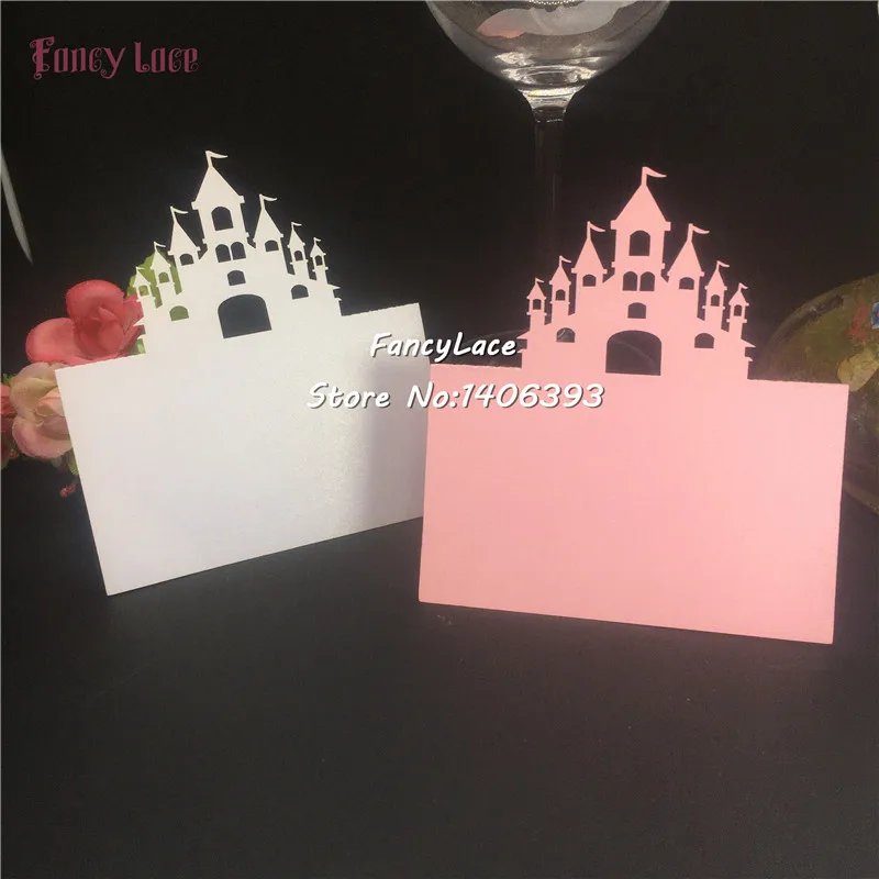 50pcs Laser cut Castle Wedding Place table holder Cards Wedding invitation Card Paper Name Place Table Cards Decoration Supplies