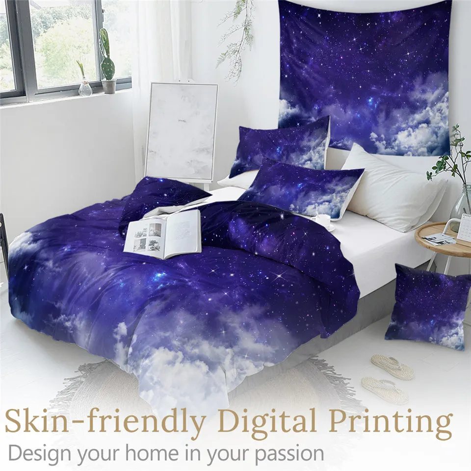 Imagem -04 - Beddingoutlet Sky Bedding Conjunto Starry Duvet Cover Conjunto Galaxy Bedclothes Azul Branco Colcha Cenário Bonito Home Decor Pcs