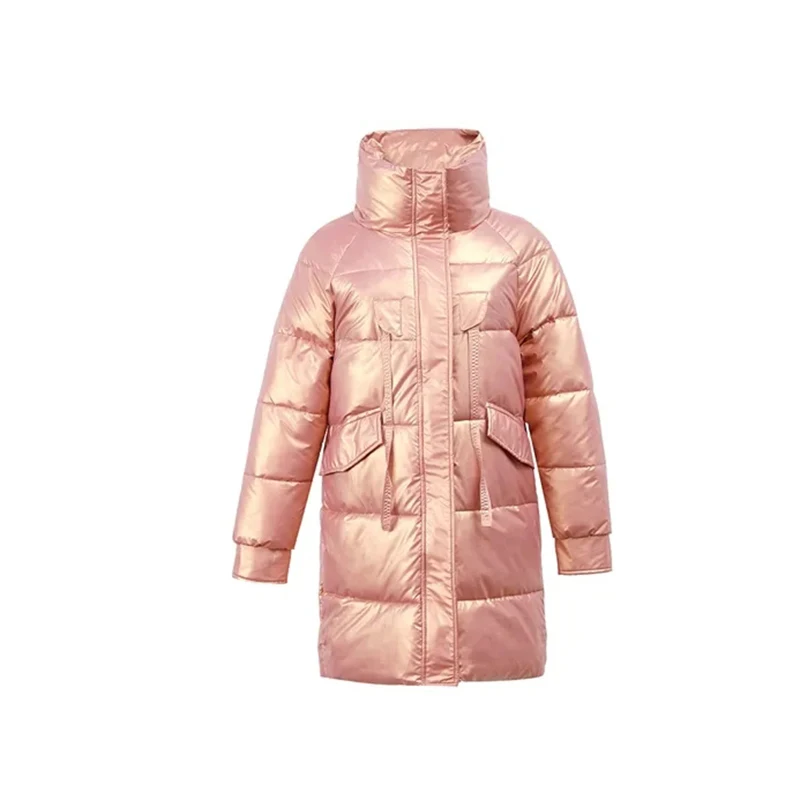 

Winter Lightweight Down Jacket Women Thick Warm Sequined stand-up collar Long Sleeve Loose Doudoune Pocket Ultra Light Duck