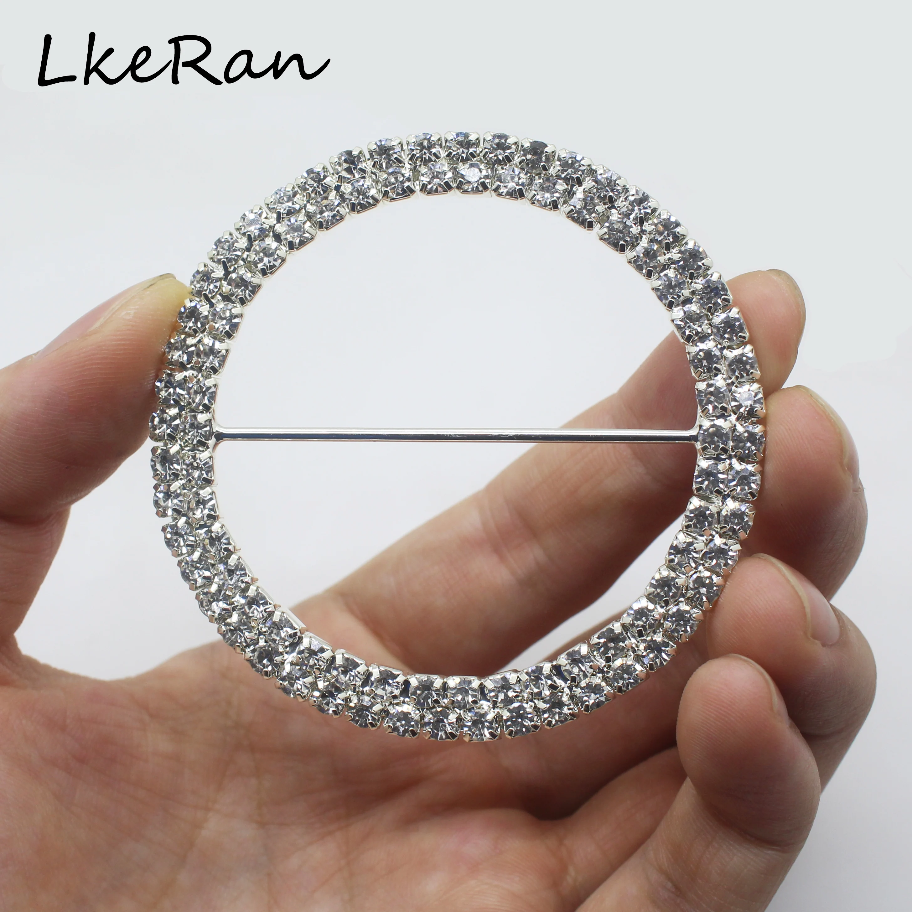 LKERAN 2Pcs/lot 6cm Double row Rhinestone Buckles Wedding Chair Sash Ribbon Slider for DIY Hair Accessories Free Shipping