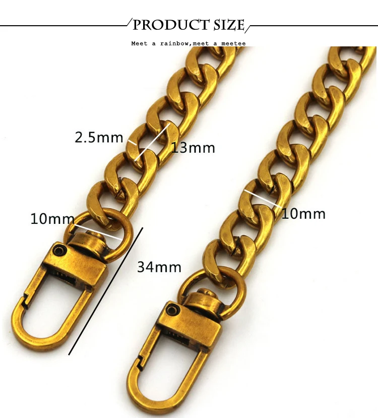 10mm Metal Chains Replacement Purse Chain Handle Shoulder Crossbody Handbag Bag Belts Straps DIY Bags Hardware Accessories
