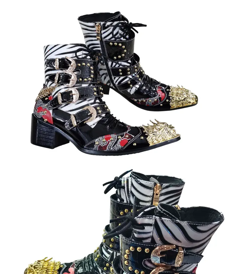 Frühling Männer High heels Stiefel Eisen kopf Spitze Erhöhen Serpentin Echtem Leder Business bankett Formalen leder stiefel Modell stiefel – Detail 8