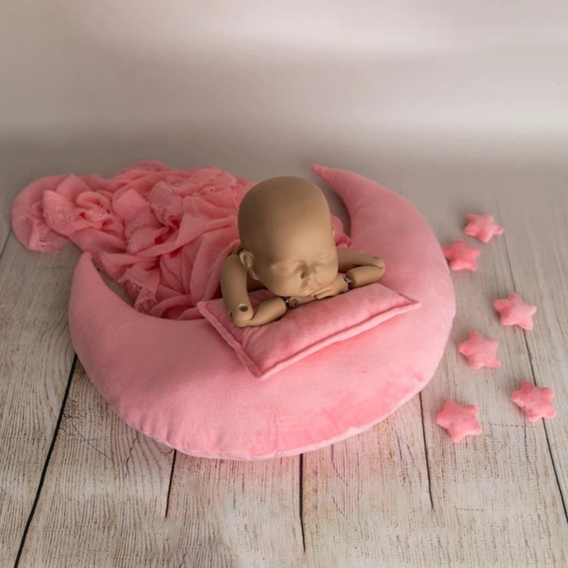 Newborn Photography Props Baby Posing Moon Stars Pillow Square Crescent Pillow Kit Infants Photo Shooting Fotografi Accessories