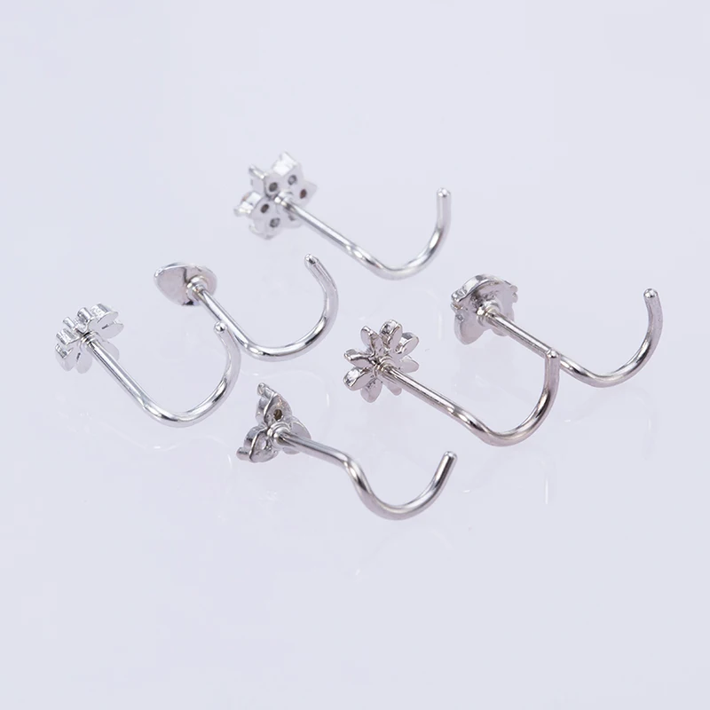 1PC 20g Surgical Steel Nose Stud Ring Nose Piercing for Women Cat Alien Flower Leaf CZ Inlaid Nose Screw Rings Body Jewelry Gift