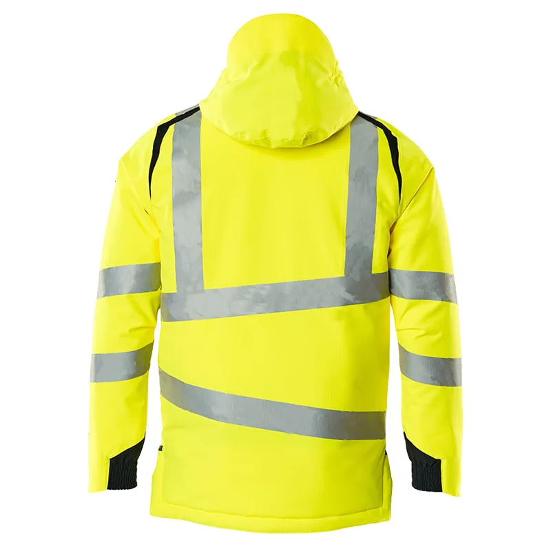 Winter Thick Reflective Hi Vis Jacket Cotton Padded Jacket Hooded Jacket Motorcycle Safety Work Jacket Wind Water-proof Coats4xl