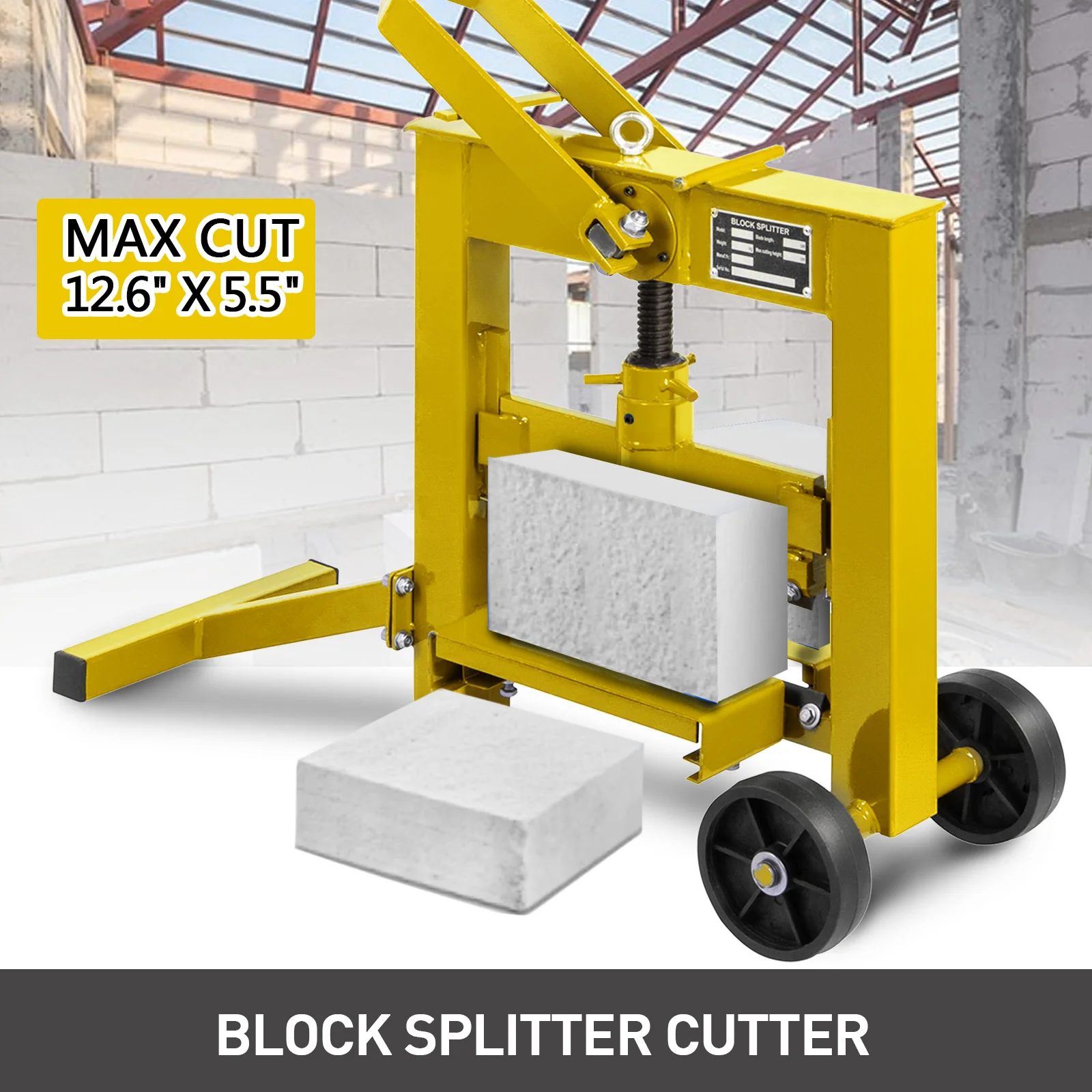 VEVOR Manuel Block Splitter Cutter Pavers Tool Brick Cutting Machine with Portable Wheels for Landscaping Commercial Projects