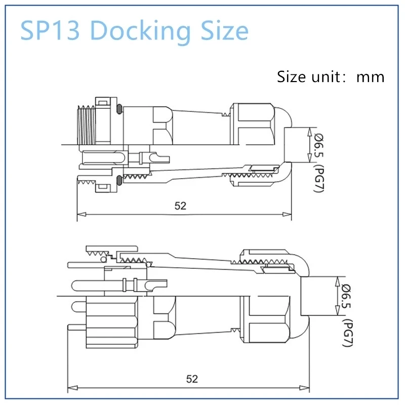 SP13 Waterproof Connector IP68 1/2/3/4/5/6/7/9 Pin Cable Connectors Male/Female Plug And Socket  Nut/Flange/Docking