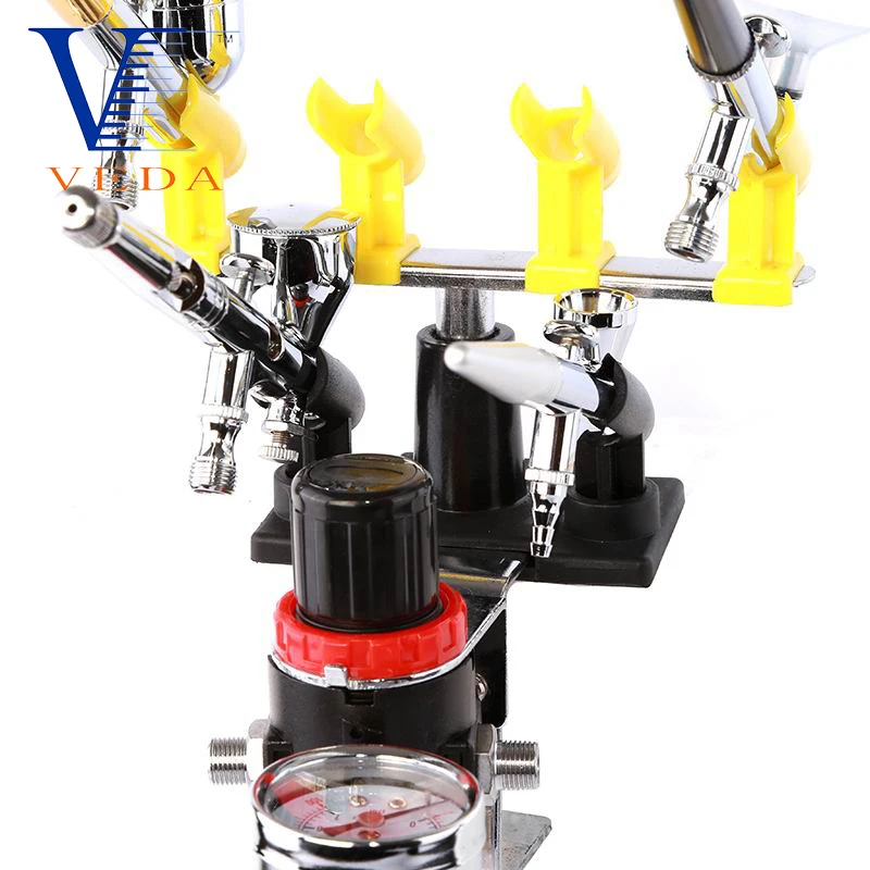 Universal Clamp-on Airbrush Gun Support Holder Holding 4 Clamp-On Mount Table Bench Station Gravity Stand Kit for Air Brush