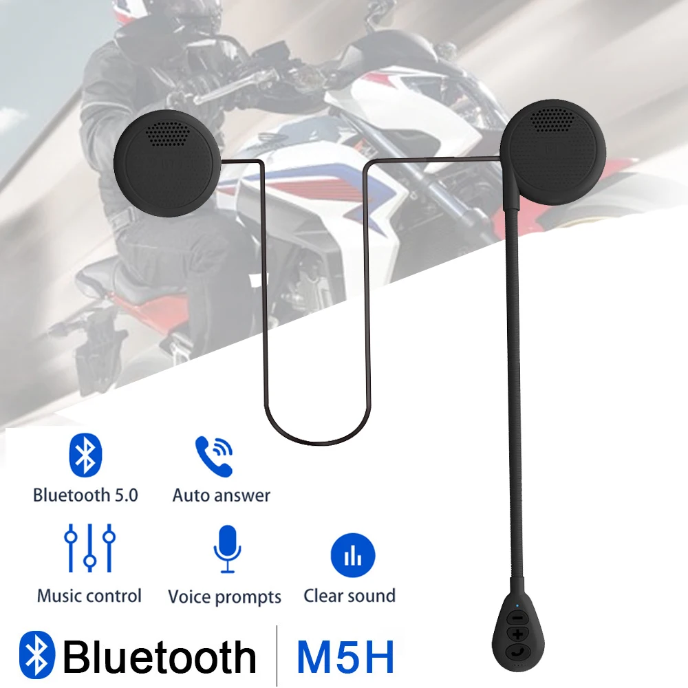 Motorcycle Helmet Earphone 5.0+EDR Bluetooth Wireless Anti-interference USB charging Riding Helmet Headset Music Handsfree Call