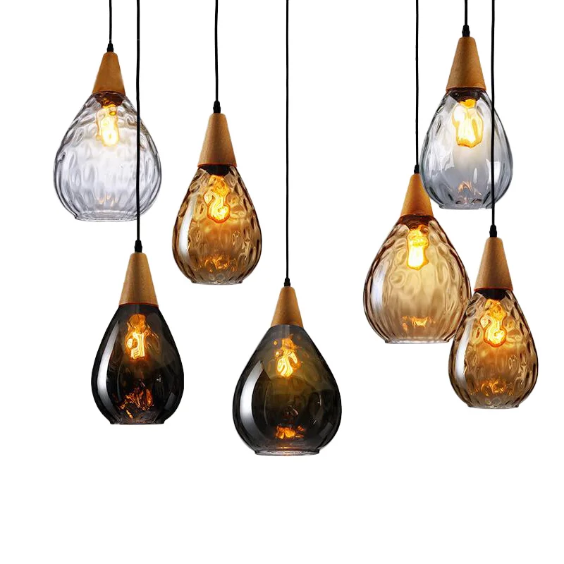 Modern Glass Pendant Lights Water Drop lampshade Pendant lamp LED hanging Lamp Ceiling fixture for Kitchen Cafe Bar Dining Room
