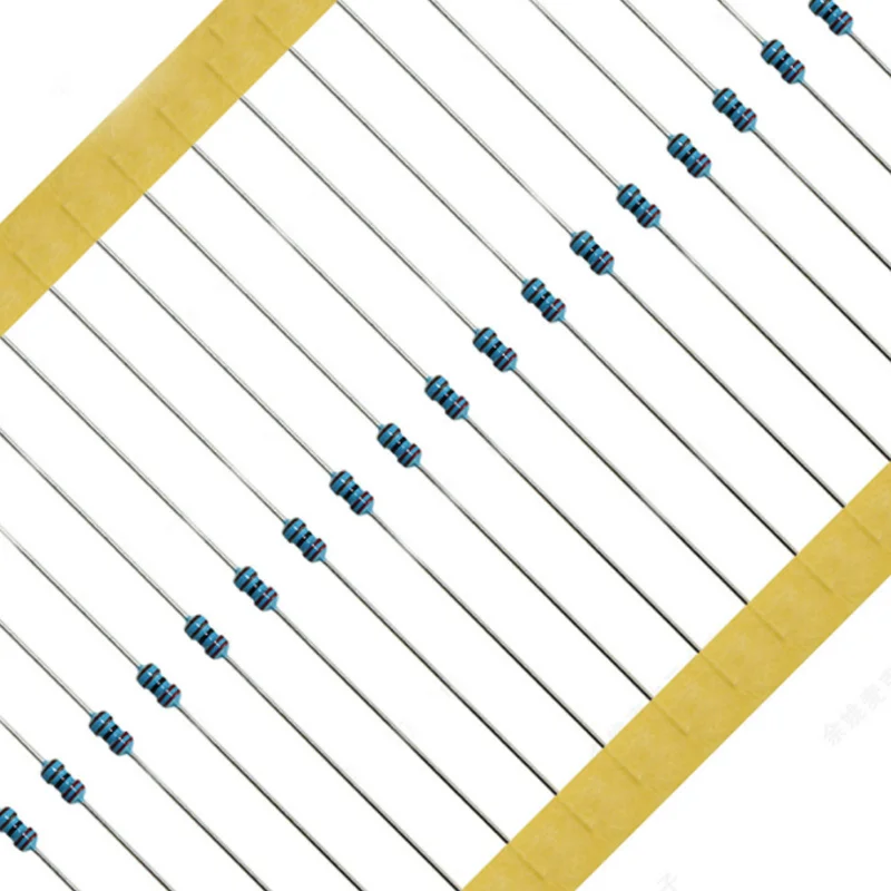 Resistor de película metálica de cinco anillos, resistencia de potencia de 1/6W, 1/8W, 0.125W, 0,1 ~ 1M, 3,3, 4,7, 10R, 47, 100, 220, 360, 470, 1K, 2,2 K, 10K, 22K, 4,7 K, 100 lámpara