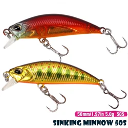 TSURINOYA DW63 50mm/5g Sinking Minnow Hard bait Fishing Lures Mini Minnow Crankbait Treble hook Artificial bait wobbles 1pcs