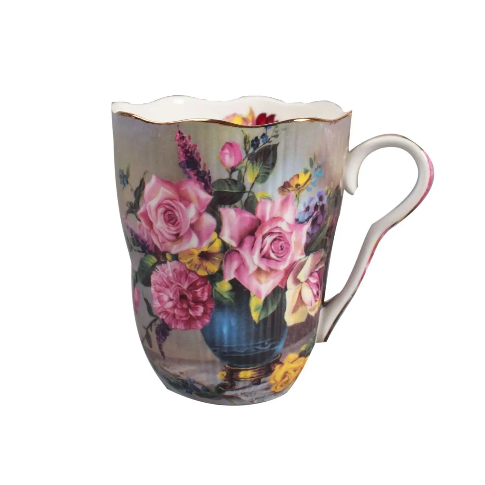 260ML Farmhouse Style Rose Bone China Coffee Cup Mug Household Water Cup Large Caliber Cup Drinkware 120*10MM