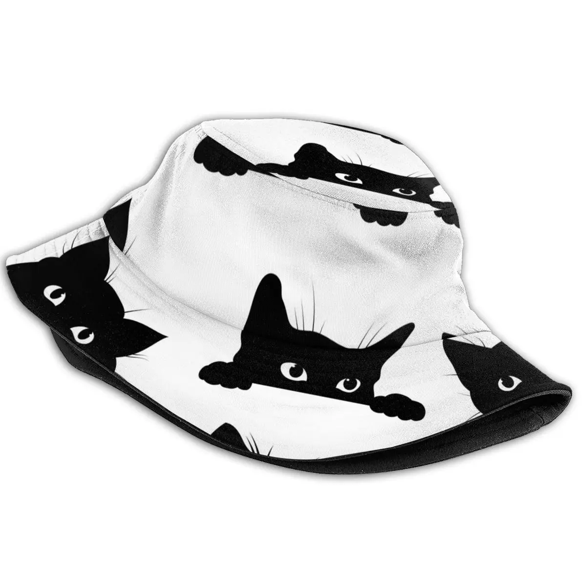 Black Cats Looking Out Of The Corner Bucket Hat Summer Hats Fisherman Hat Foldable Women Men Sunscreen Shade Caps