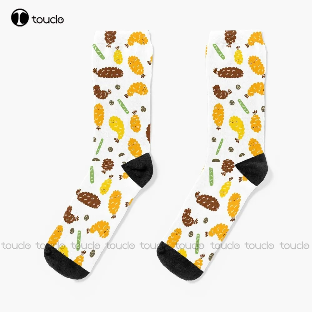 New Tempura City Japanese Sushi Socks Black Football Socks Personalized Custom Unisex Adult Socks Popularity Gifts