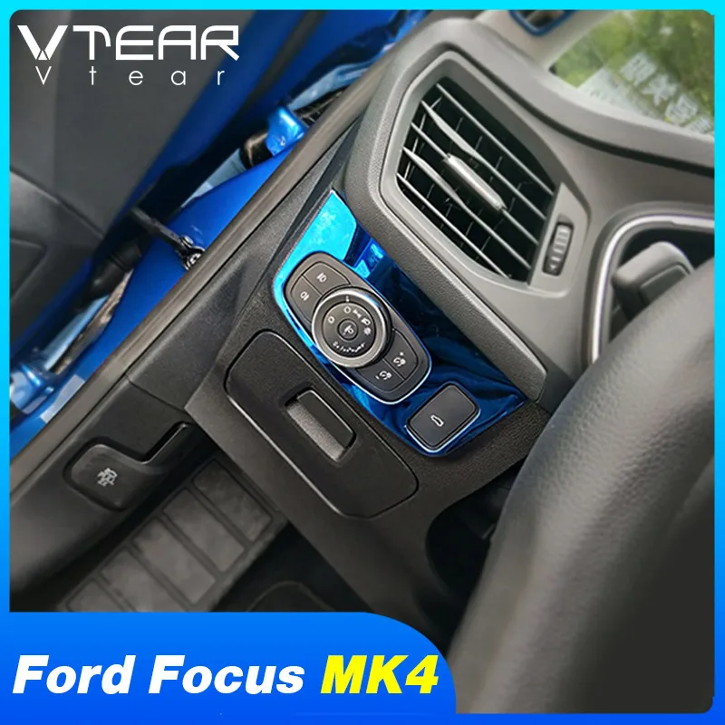 Vtear For Ford Focus MK4 st headlights switch cover Chromium Styling Interior Mouldings car-styling Exterior Parts Accessories