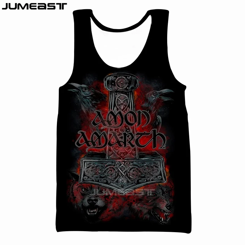 Jumeast-camisetas sin mangas para hombre y mujer, chaleco con estampado 3D Amon Amarth, ropa de calle creativa de gran tamaño, camisetas sin mangas