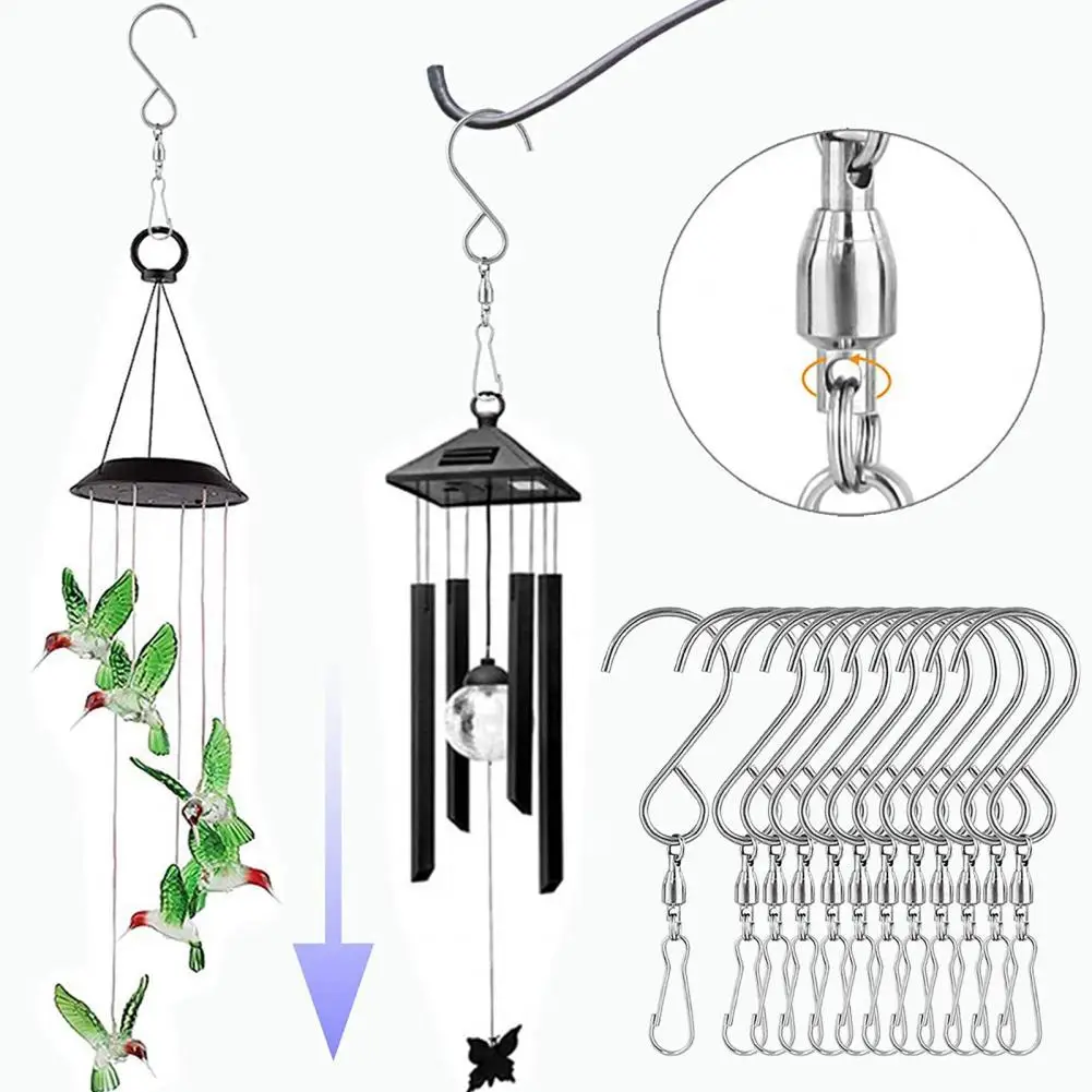 

12Pcs Dream Catcher Swivel Hooks DIY Wind Chime Rotating Stainless Steel Hanging Pendant Hangers Handmade Crafts Flowerpot Hooks