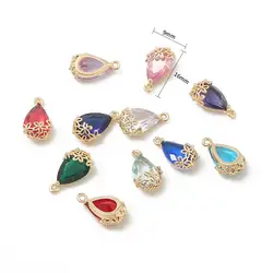 9x16mm 1Pc plum blossom Copper Plated Drop Water Shape Shining Zircon Crystal Pendants for Diy Earrings Findings Necklace Charms