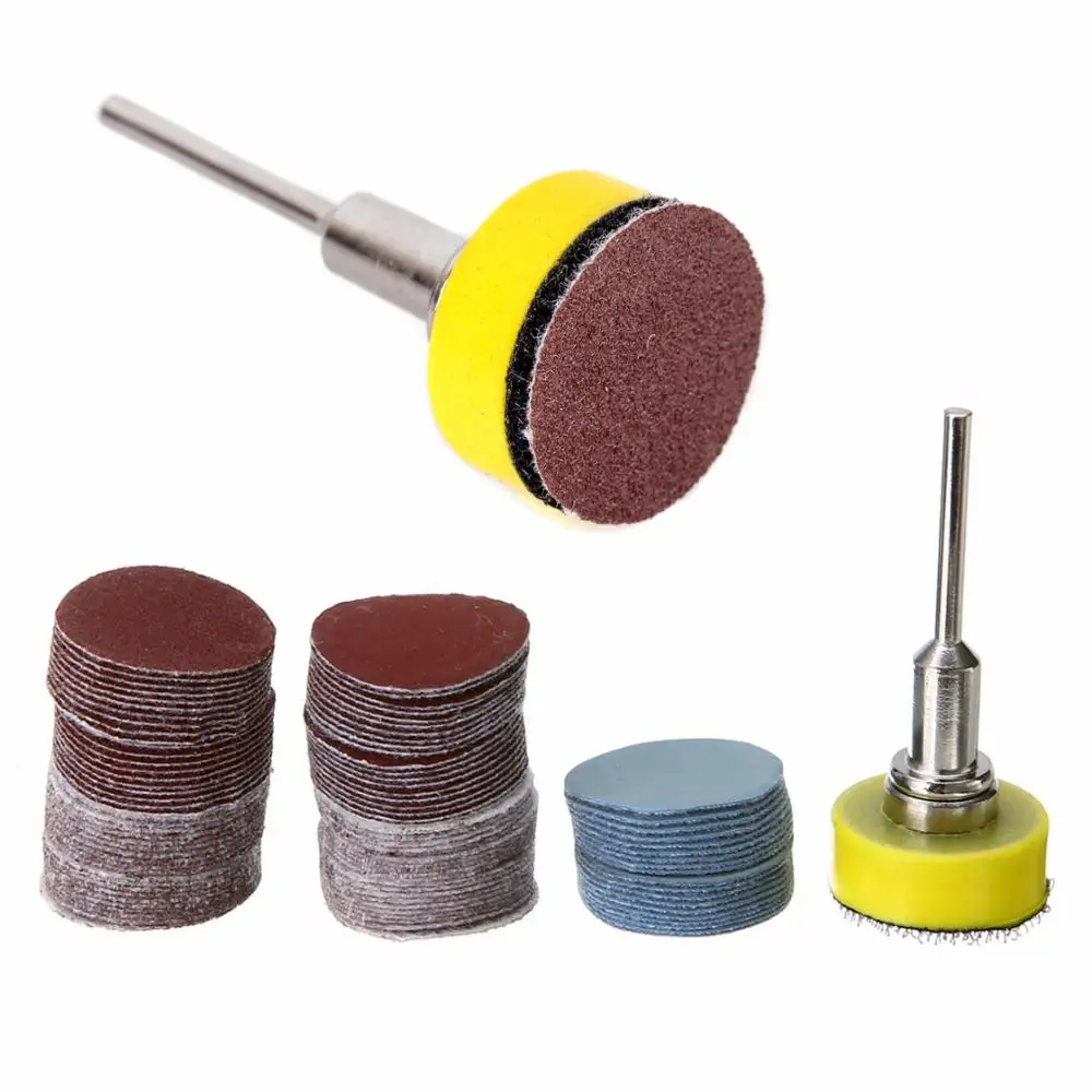 100pcs 25mm High Quality Sanding Discs + 1" Abrasives Hook & Loop Backer Plate + 1/8inch Shank Set For Polishing Tools