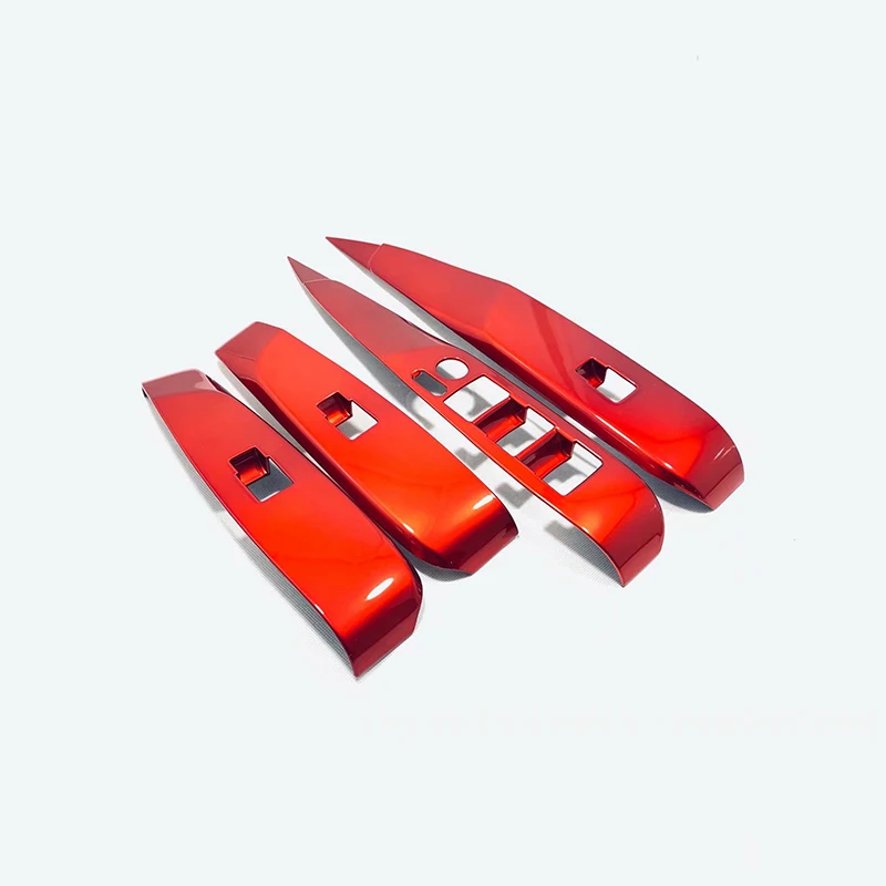 

ABS Red LHD Car Door Window glass Lift Control Switch Panel Cover Trim Car styling accessories 4pcs For Toyota Camry 2018 2019