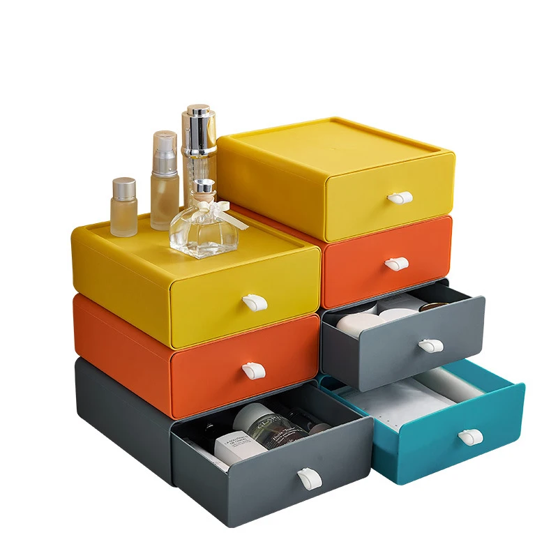 Multi-Layer Stackable Household Drawer Storage Box Office Desktop Finishing Plastic Cosmetic Storage Box Household Supplies