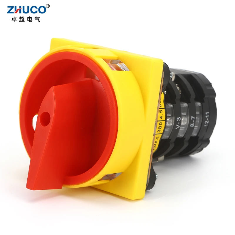 

ZHUCO SZW25-64D/3GS 25A ON-OFF-ON Three Poles Power Cut-Off Padlock Master Control Rotary Knob Changeover Cam Switch