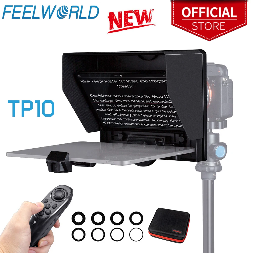 FEELWORLD TP10 Teleprompter for iPad Tablet DSLR Camera & Smartphone Shooting APP Compatible with iOS/And /Android Case Included