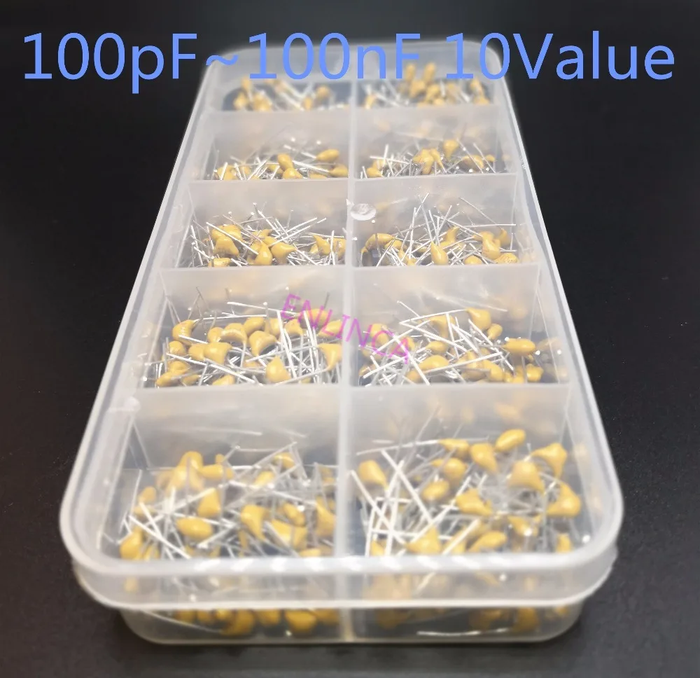 

10Value*30pcs 10pf~10nF 50V 10pF 20pF 30pF 47pF 56pF 68pF 100pF 1nF 10nF 100nF monolithic Multilayer Ceramic Capacitor Kit box