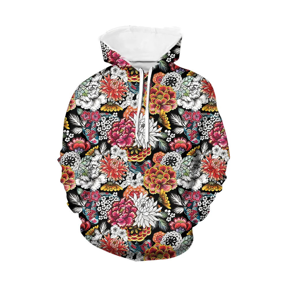 Noisydesigns Men's Big Size 6XL Flowers Leaf Cactus Hoodies Sweatshirts Hooded Tops Long Sleeve Autumn Winter Warm Clothing