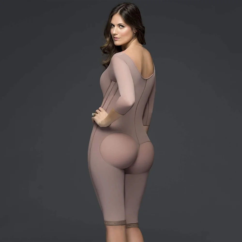 Full Bodyshaper For Women Long Sleeve Tummy Control Hook And Eye Closure Breast Support Bodysuit  Bbl Post Op Surgery Supplies