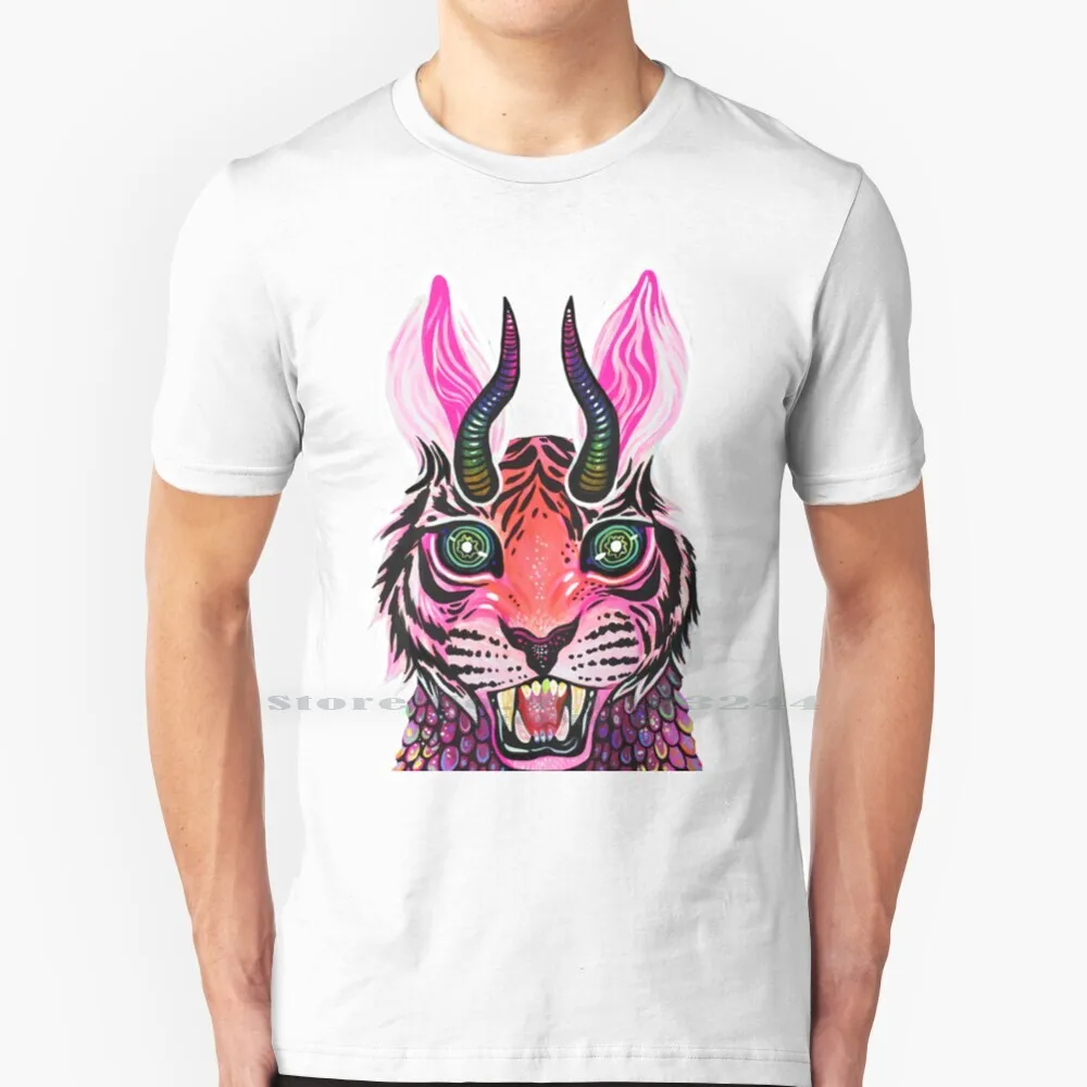 Medieval Demon 100% Cotton T Shirt Medieval Demon Tiger Horns Scales Creature Creepy Colorful Tee Short Sleeve Long Sleeve Gift