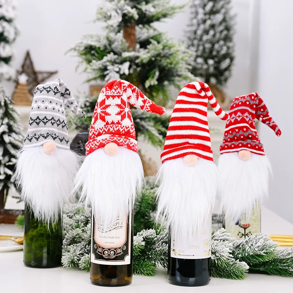 2022 neue Jahr Geschenk Santa Claus Wein Flasche Staub Abdeckung Weihnachten Noel Weihnachten Dekorationen für Home Navidad 2021 Abendessen Tisch decor