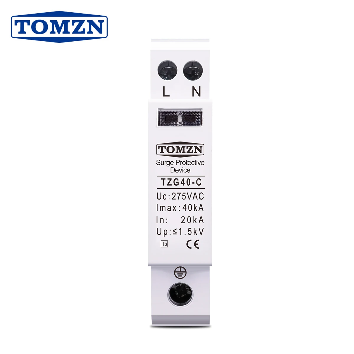 AC SPD TOMZN 20KA~40KA  275V House Surge Protector protection Protective Low-voltage  Arrester Device 1P+N 18mm