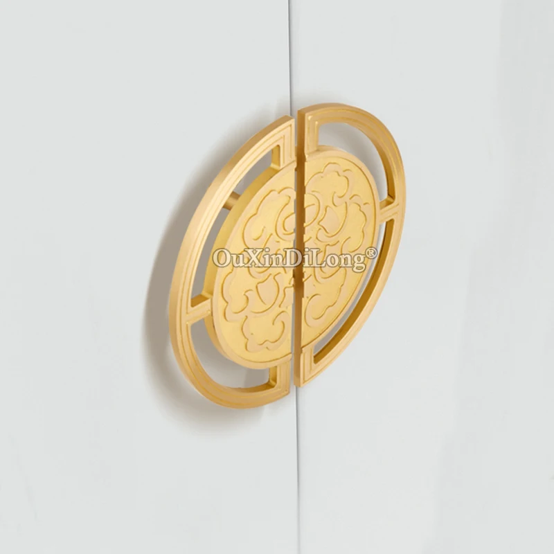 Top Luxury 3Pairs Solid Brass Round Cabinet Door Handles Cupboard Wardrobe Drawer Kitchen Shoe TV Cabinet Pulls Handles & Knobs