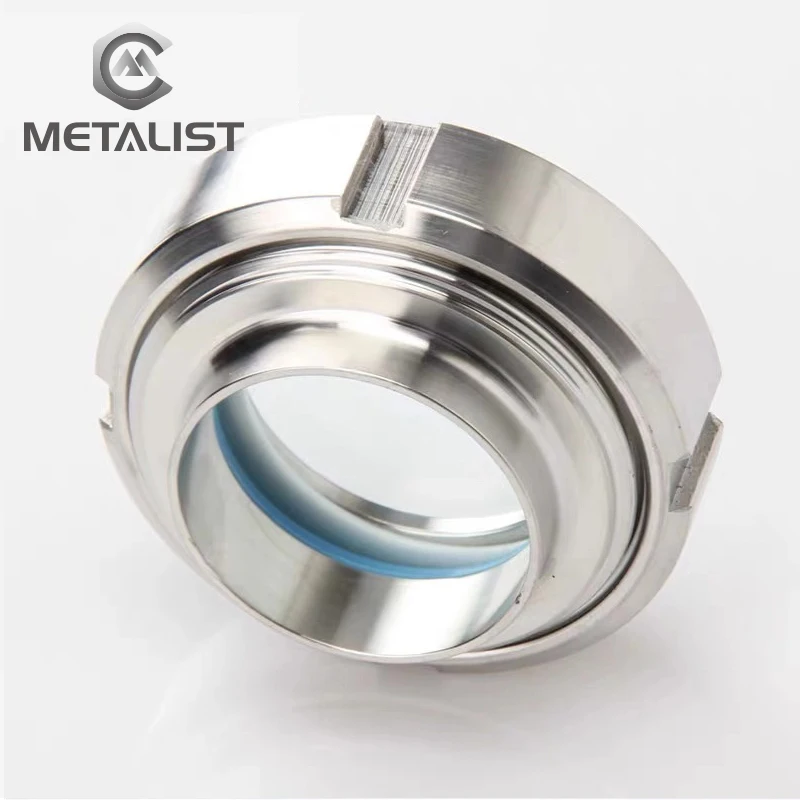 

METALIST 76mm OD Sanitary Sight Glass SS304 Weld Ferrule Circular Viewing Threaded Nut Removable Sight Glass for homebrew