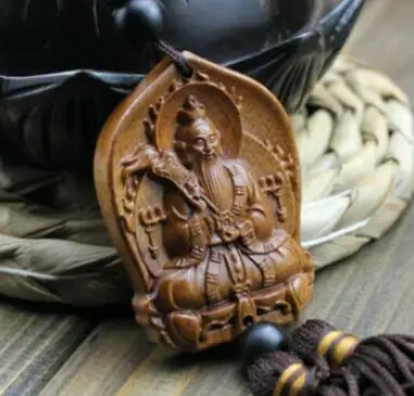 

Wood Carving Chinese Taoism Lord Lao Zi God Car Pendant Amulet Craft