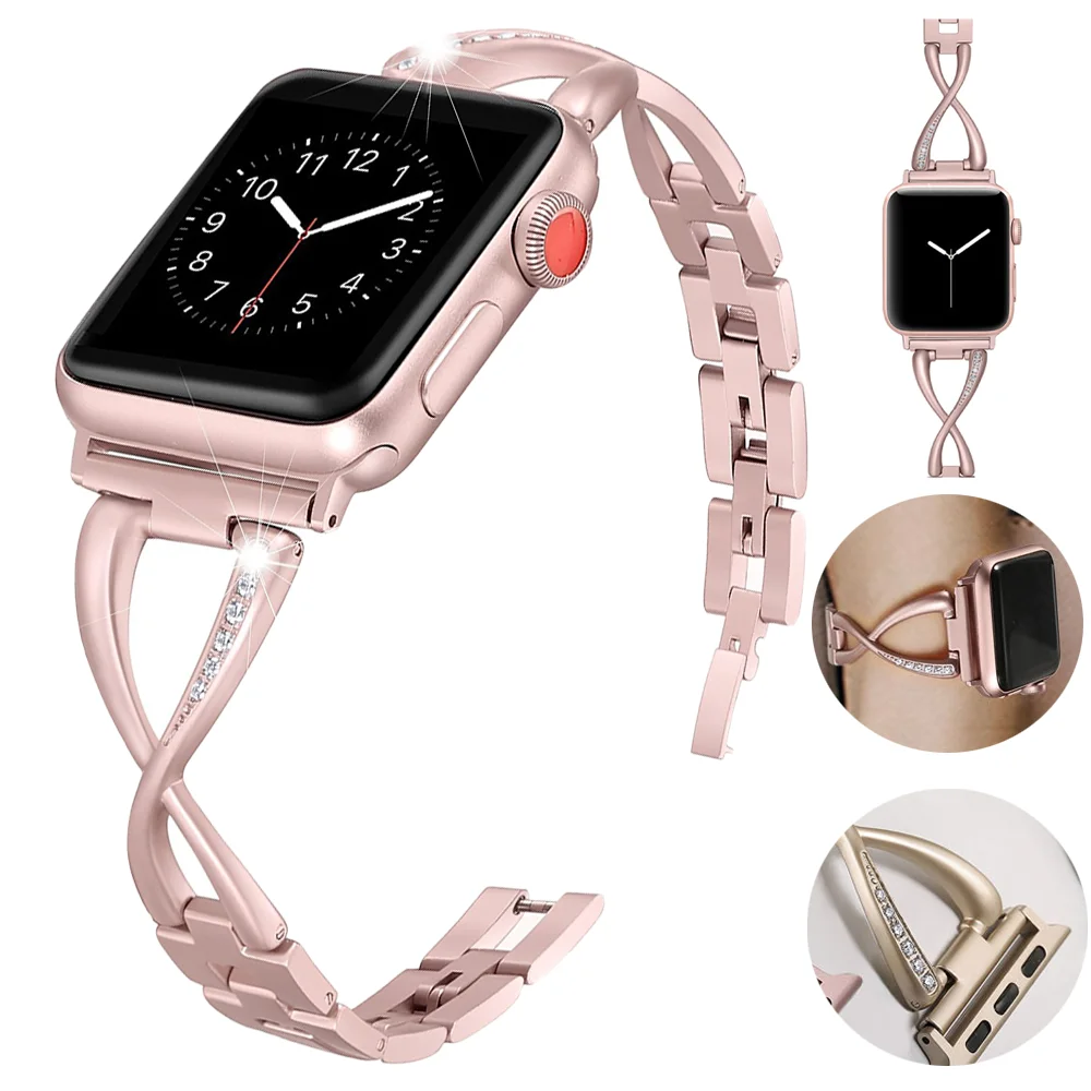 

Metal strap for apple watch band 44mm/40mm/42mm/38mm/49mm stainless steel bracelet diamond iwatch series 8 7 4 3 5 se 6 ultra