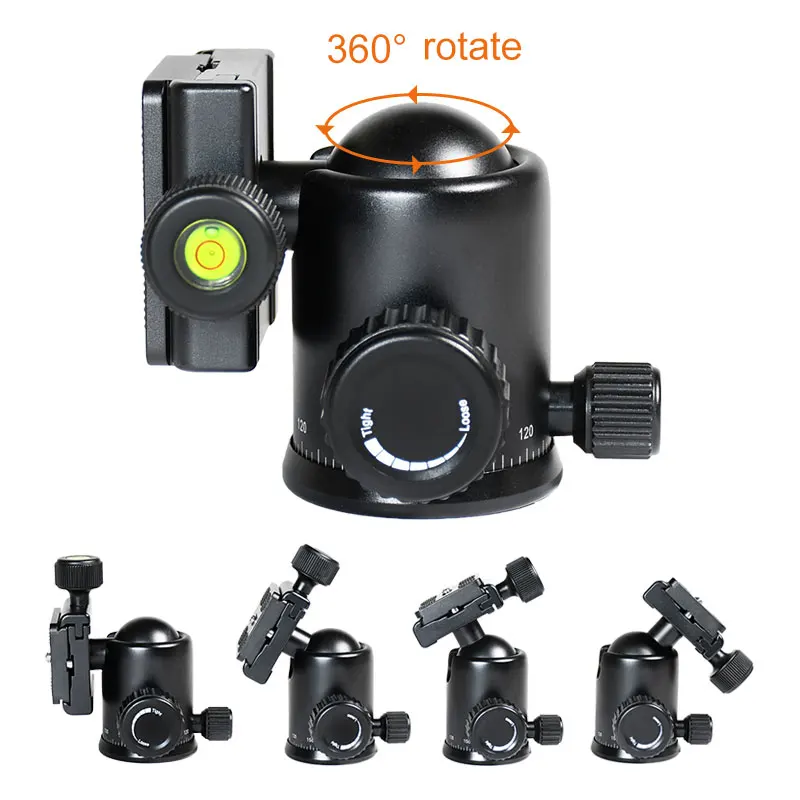 파노라마 샷 삼각대 헤드 회전 볼 헤드 36mm 볼 직경 카메라 Dslr Arca 용 퀵 플레이트가있는 모노 포드 마운트 어댑터