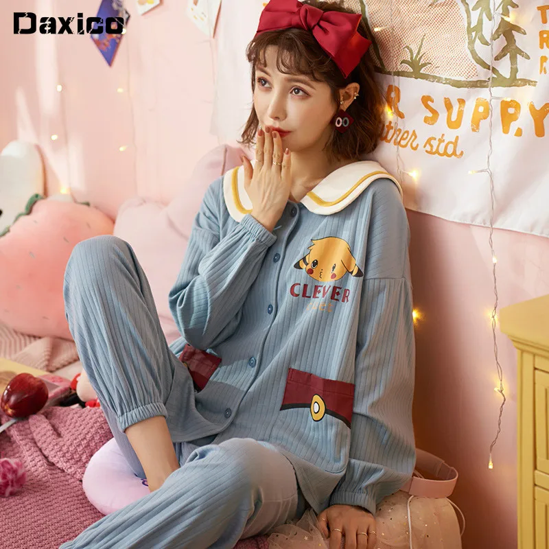 Nightwear Women Spring Autumn Pajamas Ladies Cute Pyjamas Princess Style Homewear Long Sleeve Comfortable Sleepwear Tops + Pants