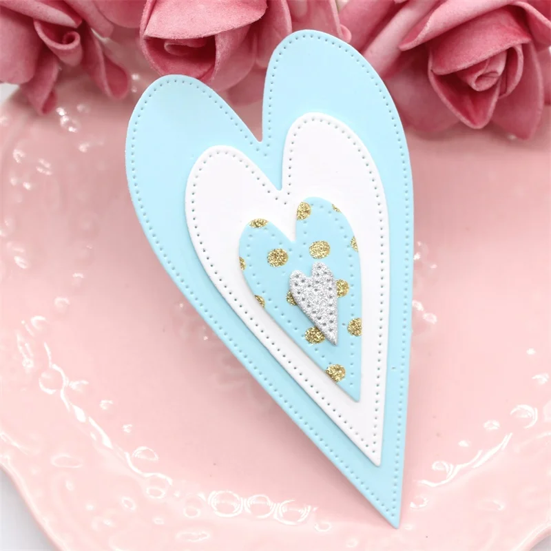 KSCRAFT szwy Skinny prymitywne serca metalu wykrojniki szablony dla DIY Scrapbooking dekoracyjne wytłaczanie kartki DIY
