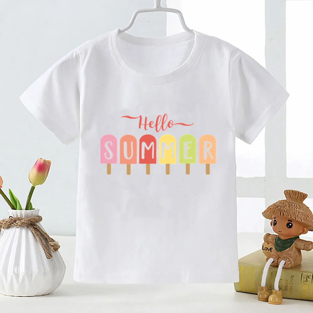 Camiseta con estampado de dibujos animados para niños, Tops de arcoíris para bebés, camisetas informales de manga corta de verano, Harajuku, Unisex, YKP163