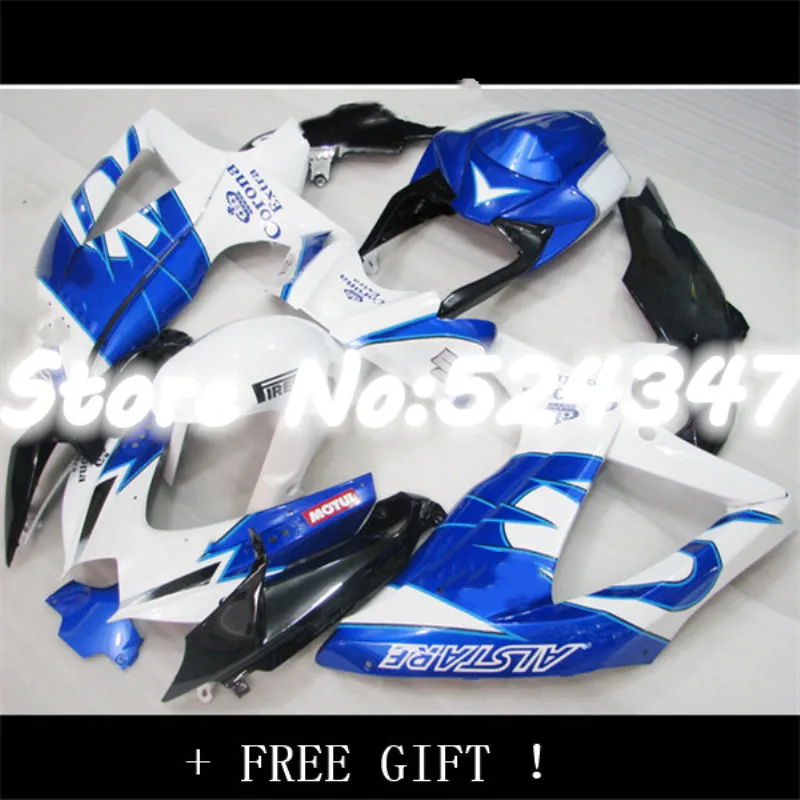 Body For SUZUKI GSXR 750 GSXR 600 08 GSXR750 08 09 10 Factory blue GSX-R600 GSXR-750 K8 GSXR600 2008 2009 2010 Fairings white